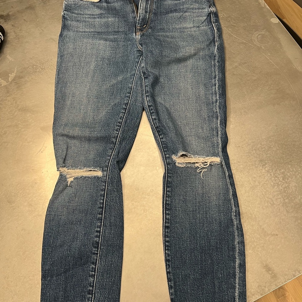 MOTHER Women's Blue Distressed Skinny Jeans